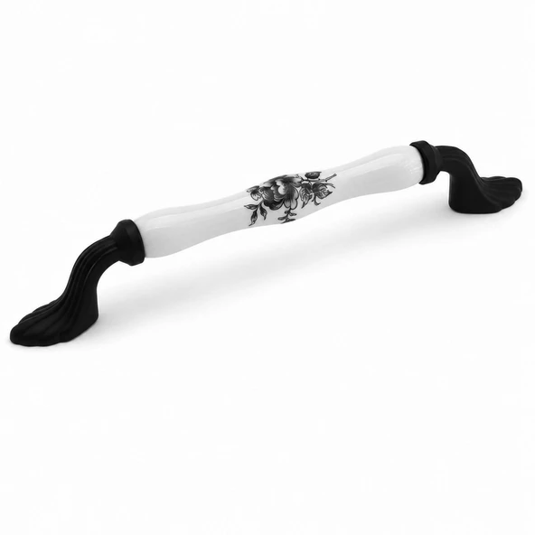 Agora Beyaz Porselen Siyah Kulp 160 mm 16 cm Mobilya Çekmece Dolabı Dolap Kapak Kulb Kulpu ürün görseli 1