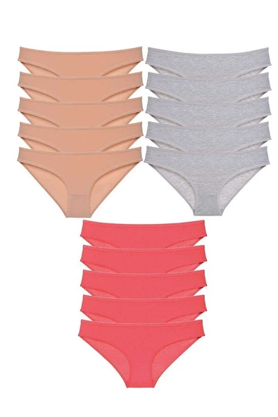 15 adet Süper Eko Set Likralı Kadın Slip Külot Ten Gri Fuşya ürün görseli 1