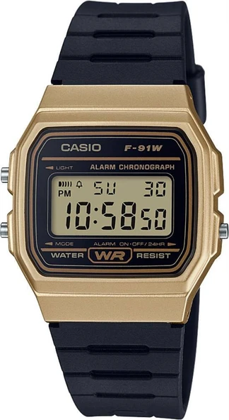 CASIO F-91WM-9ADF ASKER SAATİ SİYAH SİLİKON KORDON DİJİTAL ERKEK KOL SAATİ ürün görseli 1