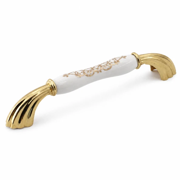 Goldya Porselen Beyaz Gold Kulp 160 mm 16 cm Mobilya Çekmece Dolabı Dolap Kapak Kulplar Kulb Kulpu ürün görseli 1