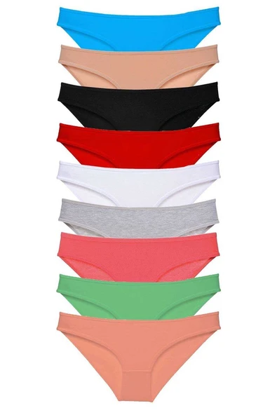 9 adet Süper Eko Set Likralı Kadın Slip Külot Tüm Renkler ürün görseli 1