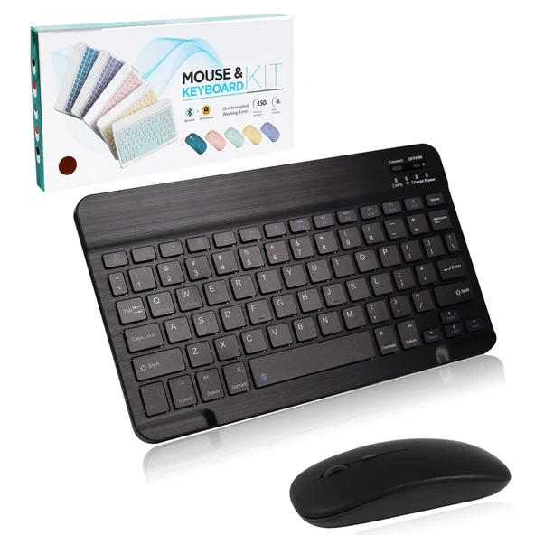 Bluetooth Klavye ve Mouse Tablet Telefon için Klavye Mouse Set Siyah Sıfır Ürün ürün görseli 1