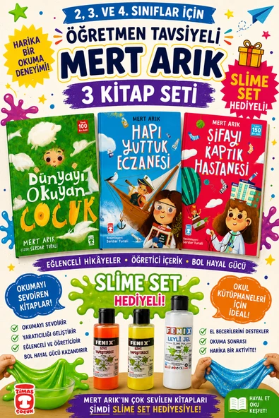 TİMAŞ Mert Arık 2,3. ve 4.Sınıflar İçin Öğretmen Tavsiyeli Harika 3 Kitap - (SLİME SET HEDİYELİ) ürün görseli 1