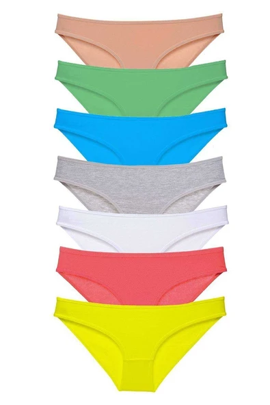 7 adet Süper Eko Set Likralı Kadın Slip Külot Çok Renkli ürün görseli 1