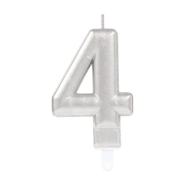 4 Rakam Mum Gümüş Renk ürün görseli 1