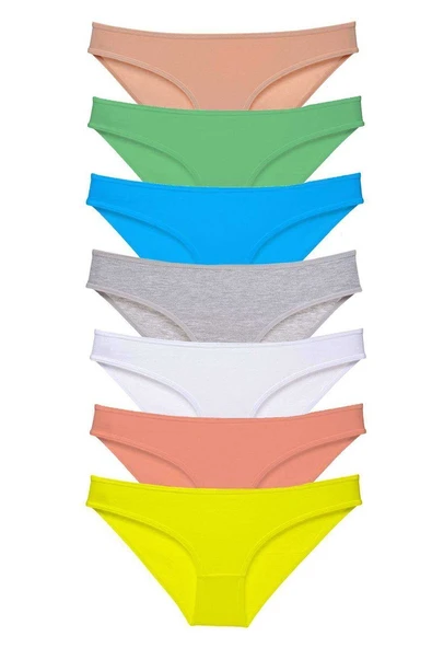 7 adet Süper Eko Set Likralı Kadın Slip Külot Çok Renkli ürün görseli 1
