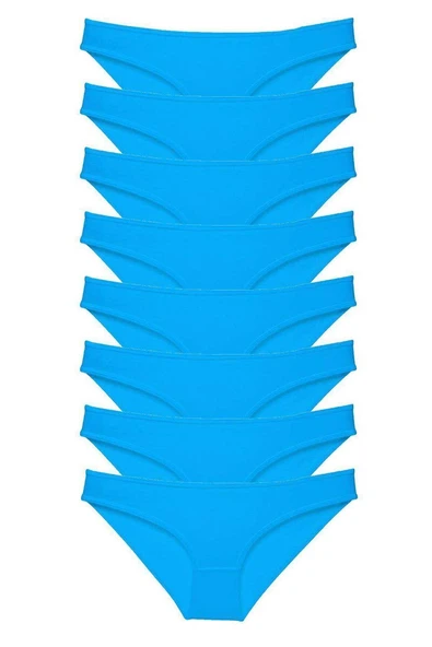 8 adet Süper Eko Set Likralı Kadın Slip Külot Mavi ürün görseli 1