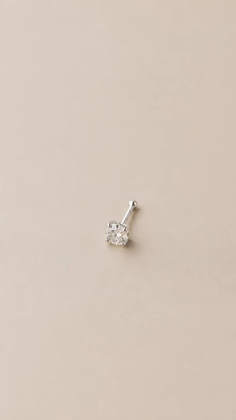 925 Ayar Gümüş Kare Zirkon Taşlı Mini Tragus Helix Piercing Küpe Minimal Kadın Küpe ürün görseli 1