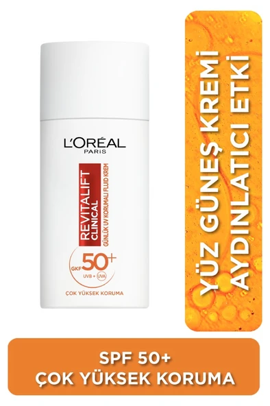 L'Oreal Paris SPF 50+ UV Korumalı Aydınlatıcı C ve E Vitaminleri İçeren Yüz Güneş Kremi 50ml ürün görseli 1