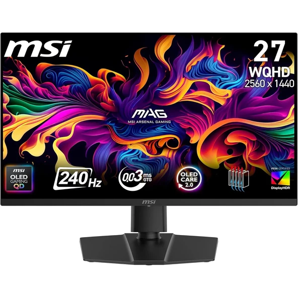 MSI 26.5" MAG 272QP QD-OLED X24 0.03MS 240HZ HDMI-DP-TYPEC Gaming Monitör 2560x1440 ürün görseli 1