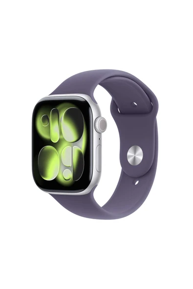 Apple Watch Series 11 GPS + Cellular, 42 mm Gümüş Rengi Alüminyum Kasa ve Sis Moru Spor Kordon  - S/M ürün görseli 1