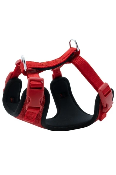 Doggie Havalı Dokumadan El Yapımı Köpek Göğüs Tasması XS-1,5x35-45cm - Red ürün görseli 1