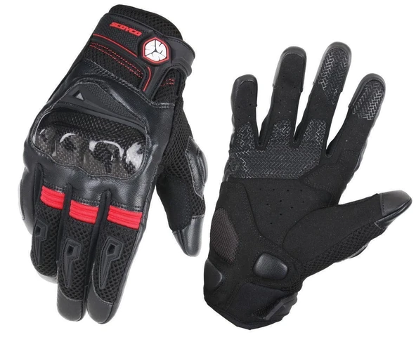 SCOYCO MC57 BLACK KIRMIZI CARBON ELDİVEN ürün görseli 1