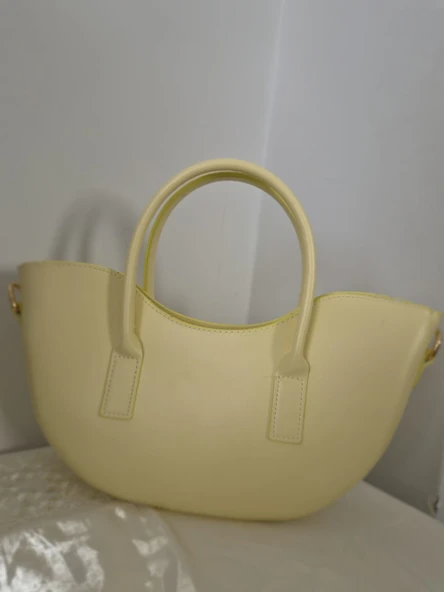 Pastel Sarı Minimal El Çantası - Resim 2