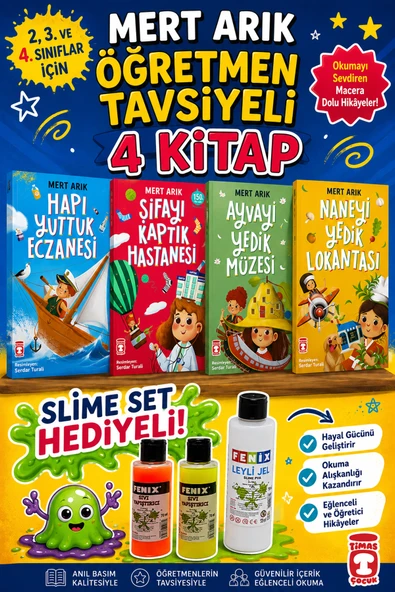 TİMAŞ Mert Arık 2,3. ve 4.Sınıflar İçin Öğretmen Tavsiyeli Harika 4 Kitap - 2 (SLİME SET HEDİYELİ) ürün görseli 1