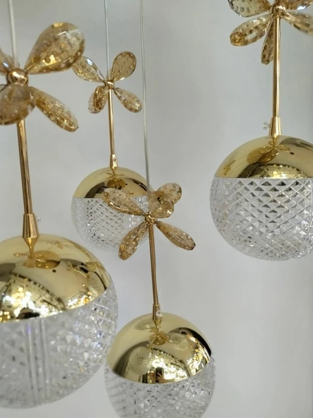 4'LÜ DESENLİ GOLD TOP AVİZE - Resim 2