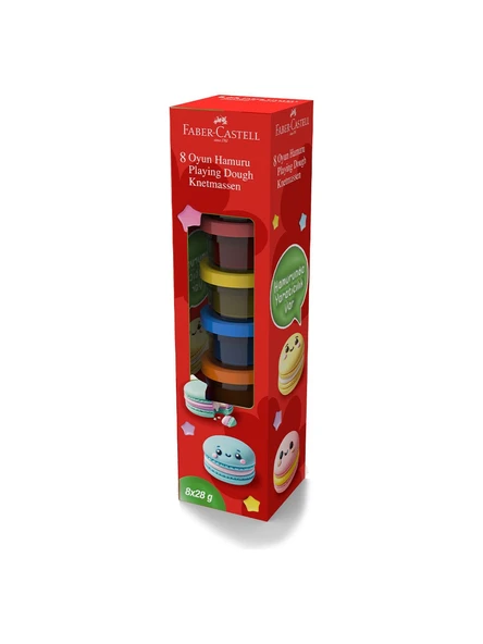 Faber Castell Makaron Oyun Hamuru,8x28gr,8 canlı renk seçeneği, Yapışmaz ve ufalanmaz formül,Kolay Saklama ürün görseli 1