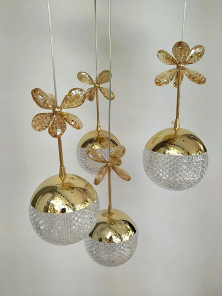4'LÜ DESENLİ GOLD TOP AVİZE - Resim 4
