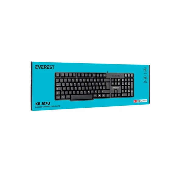 Everest KB-517U Kablolu Standard Q Klavye Siyah ürün görseli 1