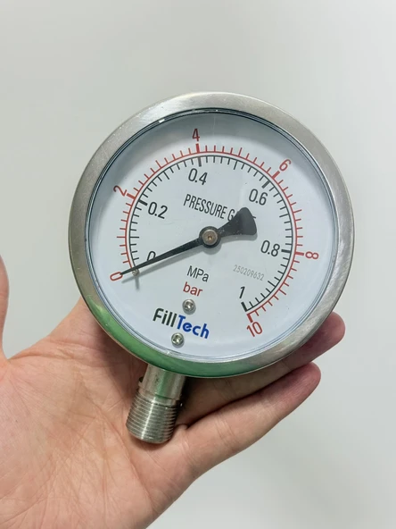 Filltech Manometre Basınç Göstergesi 0-10 Bar 105mm - Resim 3