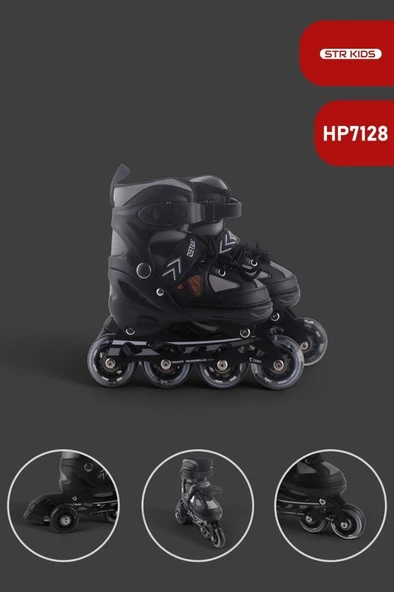 Vadi Siyah Silikon Tekerli Ayarlanabilir Işıklı Paten S 31-34 HP7128 ürün görseli 1