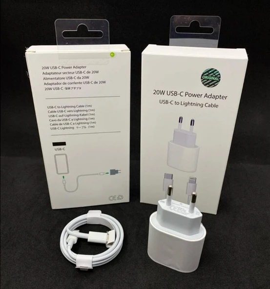 Apple Iphone Hızlı Şarj Aleti Seti 20w Usb-c Adaptör + Kablo HIZLISET ürün görseli 1