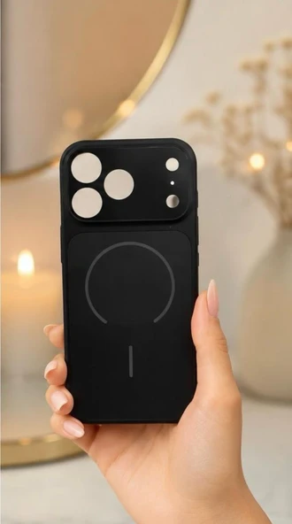 İPHONE 17 PRO UYUMLU KAMERA KORUMA MERCEKLİ SİYAH LÜKS KILIF ürün görseli 1