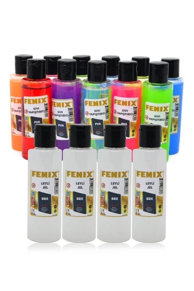 16 Parça Slime Yapım Seti - 12 Adet Slime Slaym Jeli + 4 Adet Sıvı Boraks ürün görseli 1