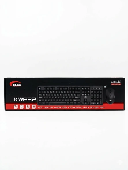 Elba KW832 Kablosuz Q Klavye Mouse Set Siyah - Resim 2