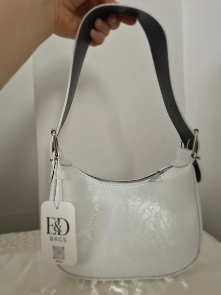 E&D Bags Beyaz Minimal Omuz Çantası ürün görseli 1