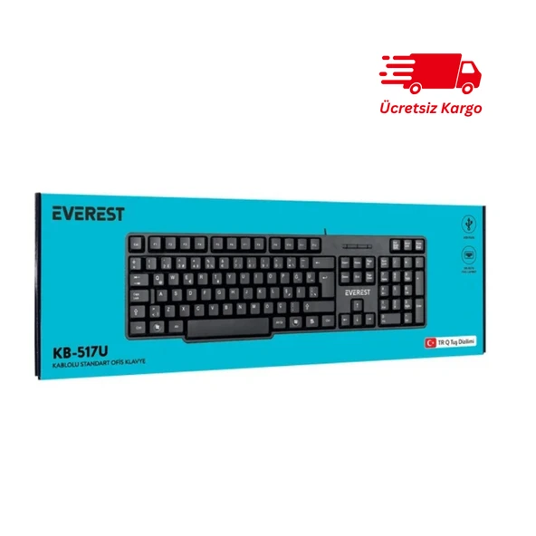 Everest KB-517U Kablolu Standard Q Klavye Siyah ürün görseli 1
