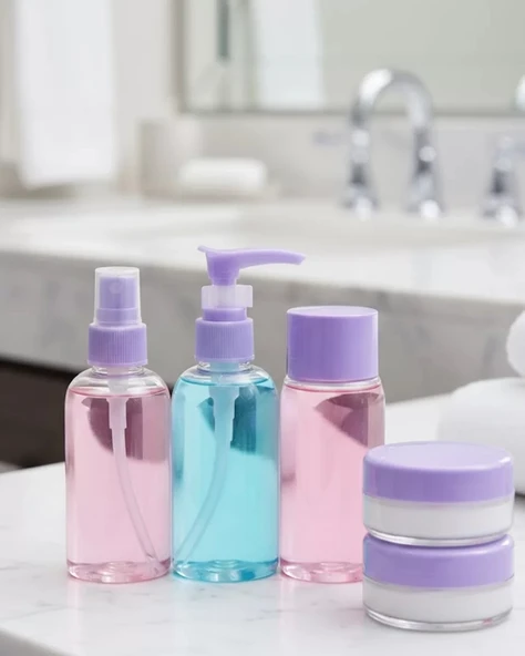 Nevamel® Taşınabilir 5’li Seyahat Banyo Seti Şeffaf Kozmetik Kapları ürün görseli 1