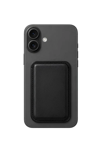 iPhone 16 Plus Heritage Hakiki Deri Cüzdan Magsafe Noir Siyah ürün görseli 1
