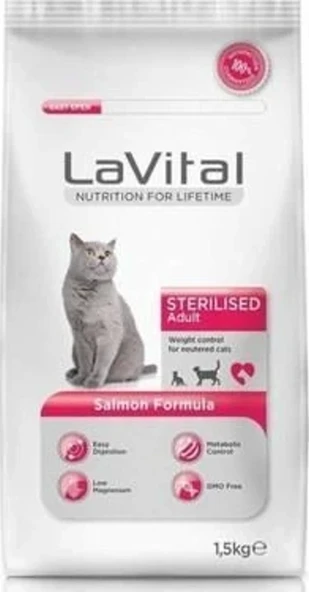 LaVital Sterilised Somon Balıklı Kısırlaştırılmış Kuru Kedi Maması 1,5 kg ürün görseli 1
