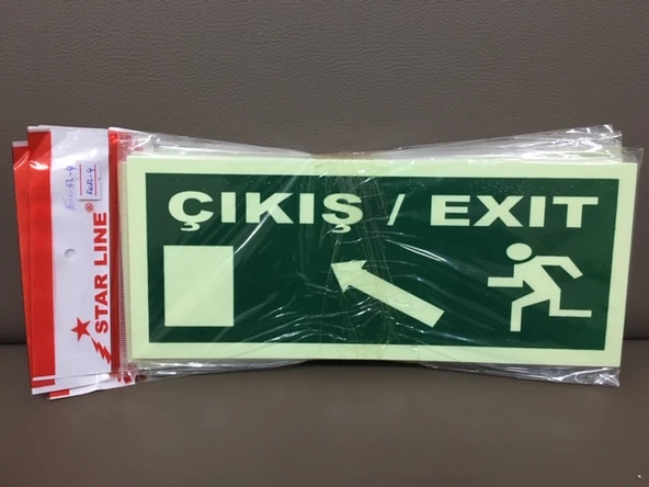 Fosforlu Fotolümen  ÇIKIŞ/EXIT YUKARI SOL  İkaz Levhası (2 Adet) ürün görseli 1