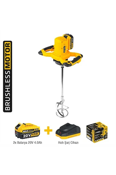 Sgs 5440 Profesyonel Akülü Karıştırıcı Mixer 20 Volt 2*4.0 Ah (Kömürsüz Motor) ürün görseli 1