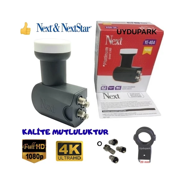 Next 4'Lü Dört Çıkışlı Lnb 4K Full Hd+Lnb Kelepçesi+4 Adet Contalı Konnektör ürün görseli 1