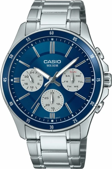 Casio MTP-1374D-2A3VDF Quartz Çelik Gri Mavi Kadran 44 mm Erkek Kol Saati ürün görseli 1