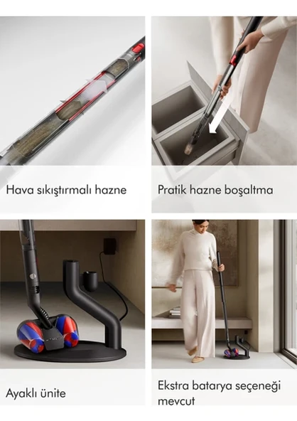 Dyson Pencilvac Fluffycones Kablosuz Süpürge Şarjlı Kullanım Özelliği ve Toz Haznesi ile Pratik Temizlik - Siyah/Siyah ürün görseli 1