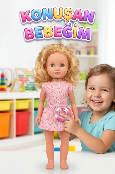 Alya Türkçe Konuşan Etkileşimli Eğitici Oyuncak Bebek – 40 cm Kafası ve Kolları Et Bebek ürün görseli 1