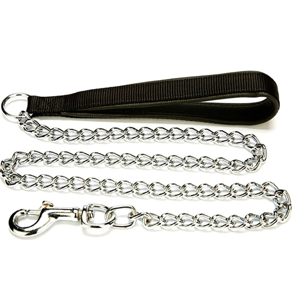 Doggie Konforlu Dokumadan El Yapımı Zincirli Köpek Gezdirme Kayışı 3,5x110cm - Black ürün görseli 1
