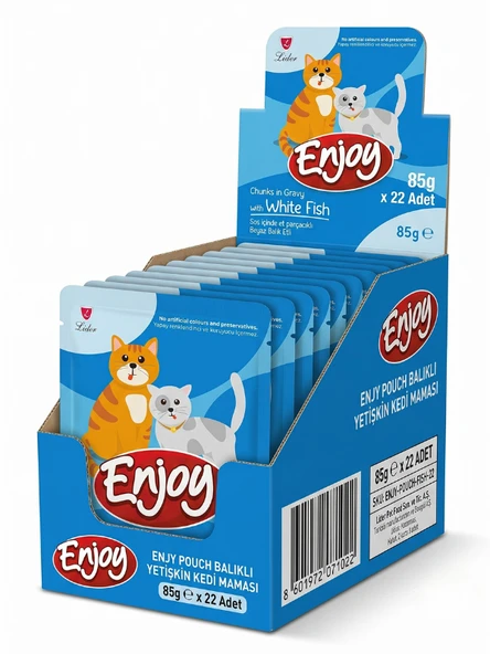 ENJY Pouch Balıklı Yetişkin Kedi Maması 85 GR x 22 Adet ürün görseli 1
