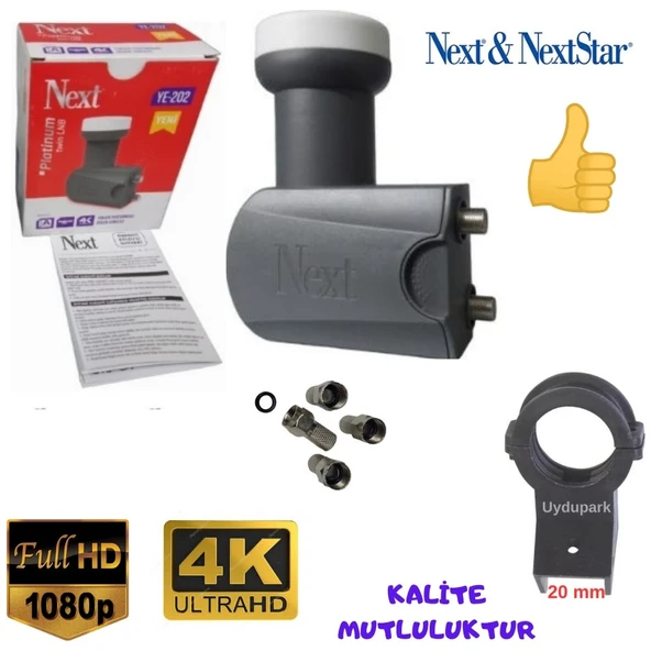 Next 2'Li İki Çıkışlı Çanak Anten Lnb'si+20 mm Lnb Kelepçesi+4 Adet Contalı Konnektör ürün görseli 1