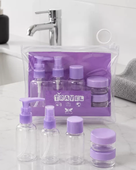 Nevamel® Seyahat Tipi Kozmetik Dolum Şişesi Seti Şeffaf 5 Parça Tasarım ürün görseli 1