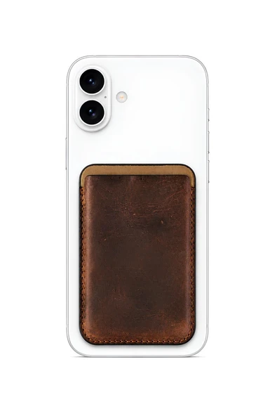 iPhone 16 Heritage Hakiki Deri Cüzdan Magsafe Vintage Kahverengi ürün görseli 1