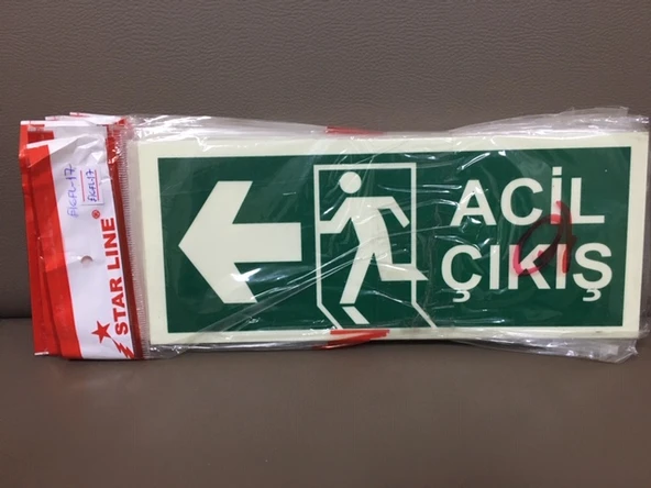 Fosforlu Fotolümen ACİL ÇIKIŞ SOL İkaz Levhası (2 Adet) ürün görseli 1