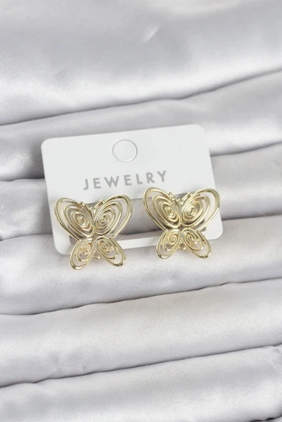 Nevamel® Füsun Küpesi Model Gold Renk Kelebek Model Pirinç Kadın Küpe 5886 ürün görseli 1