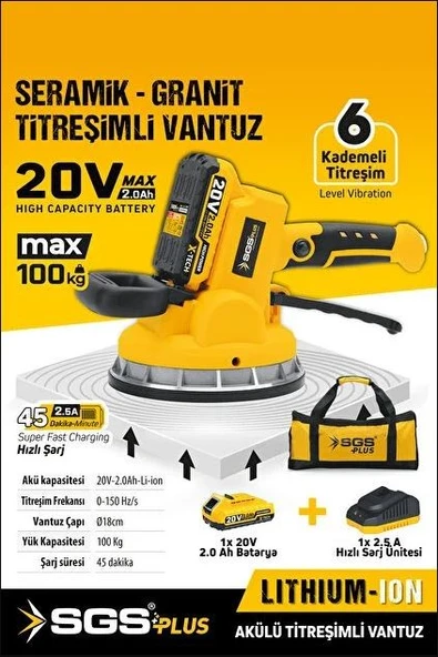Sgs Akülü Seramik-Granit Titreşimli Vantuz 20V 2.0 Ah. 5415 ürün görseli 1