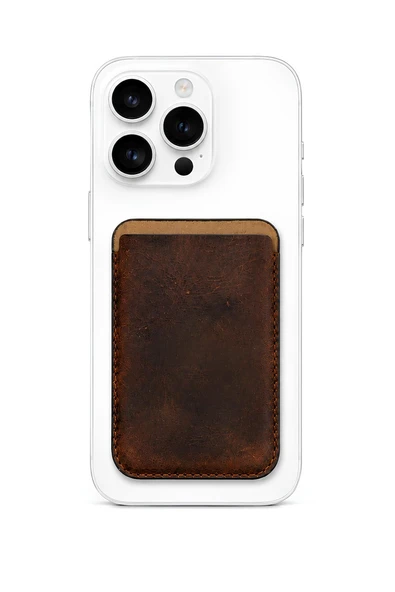 iPhone 16 Pro Max Heritage Hakiki Deri Cüzdan Magsafe Vintage Kahverengi ürün görseli 1