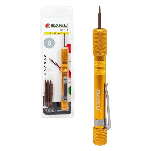 Baku BK-327 Hassas 6 Değiştirilebilir Uçlu Mobil Cep Telefonu Tamir Tornavidası ürün görseli 1